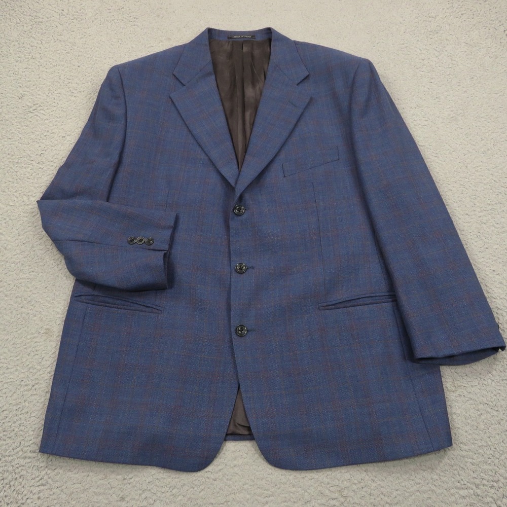 Lubiam Blazer 48R High Twist Virgin Wool 3/2 Roll Check Sport Coat LMB 1911 Mens